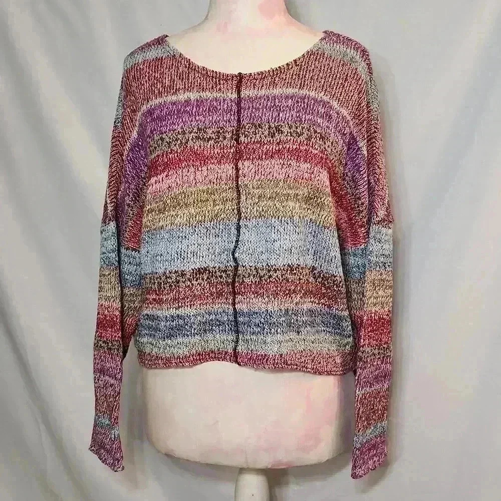 Relais Knitwear by Anthropologie Multi Colored Striped Knit Sweater